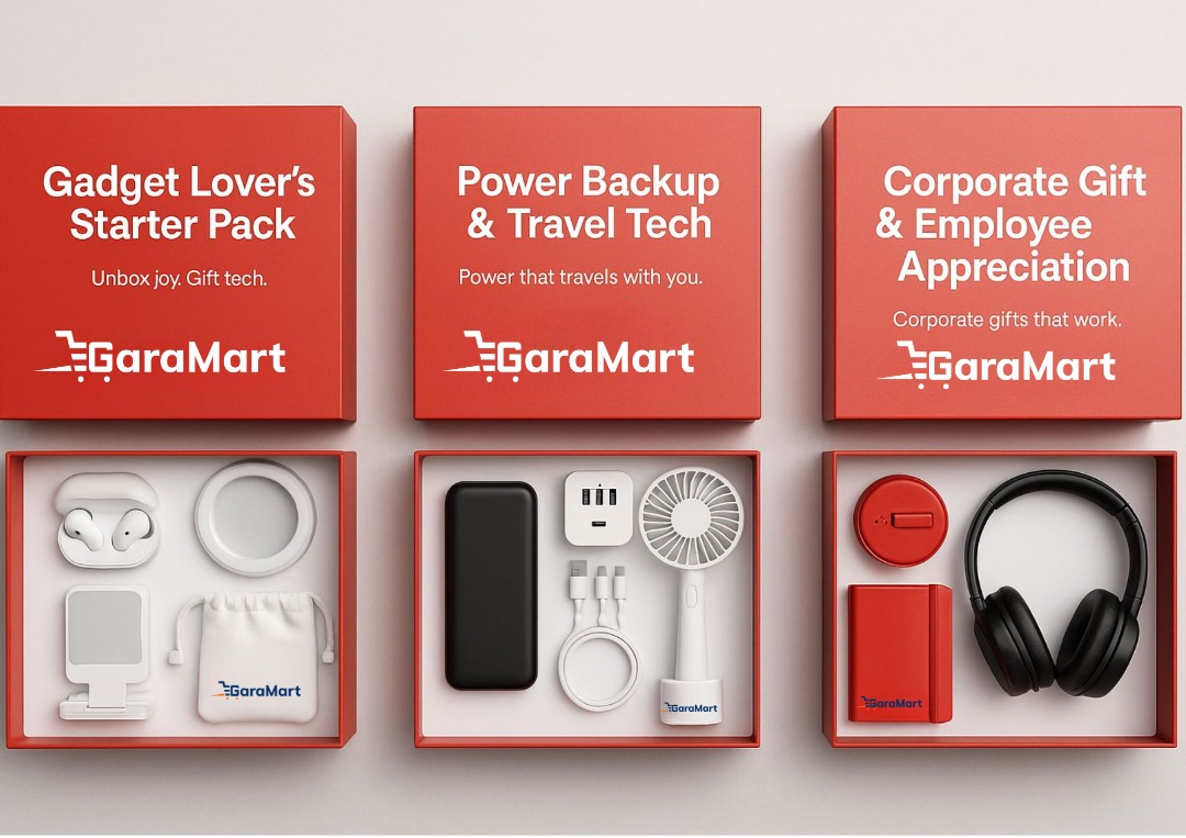 Three Premium Gift Boxes: Gadget Lover's Starter Pack, Power Backup & Travel Tech, Corporate Gift & Employee Appreciation